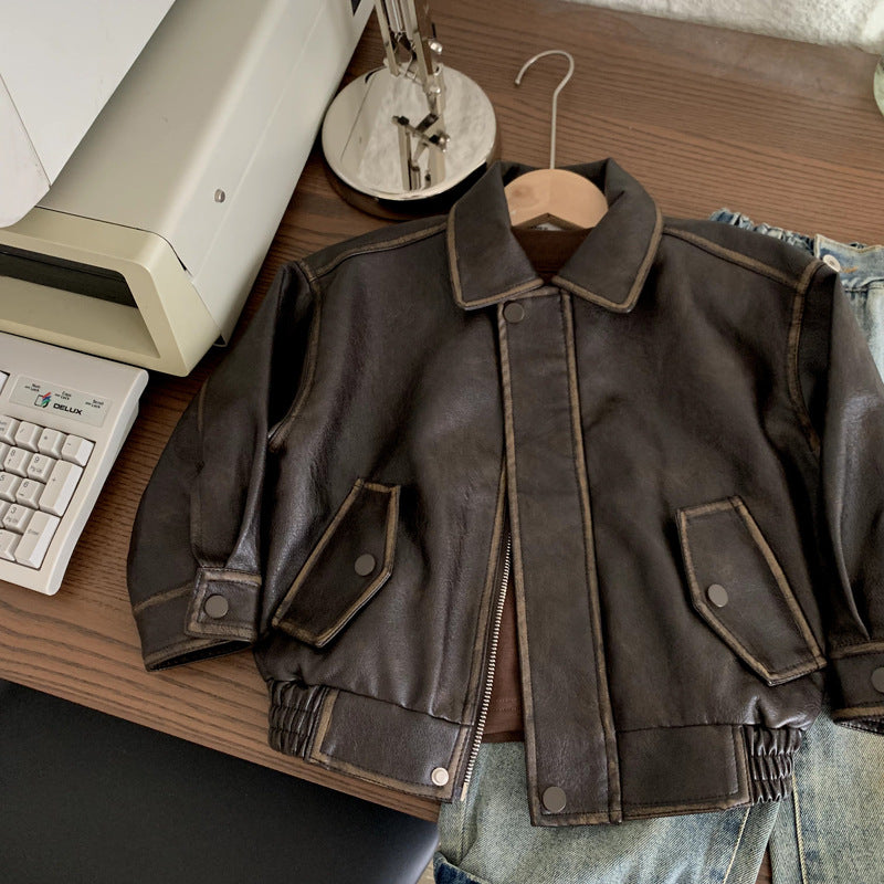 Manteaux en cuir de mode pour garçon