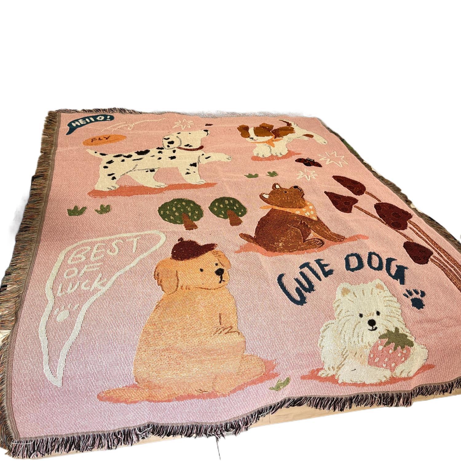Couverture pour chiot Canapé Illustration Cartoon Fil de coton Couverture