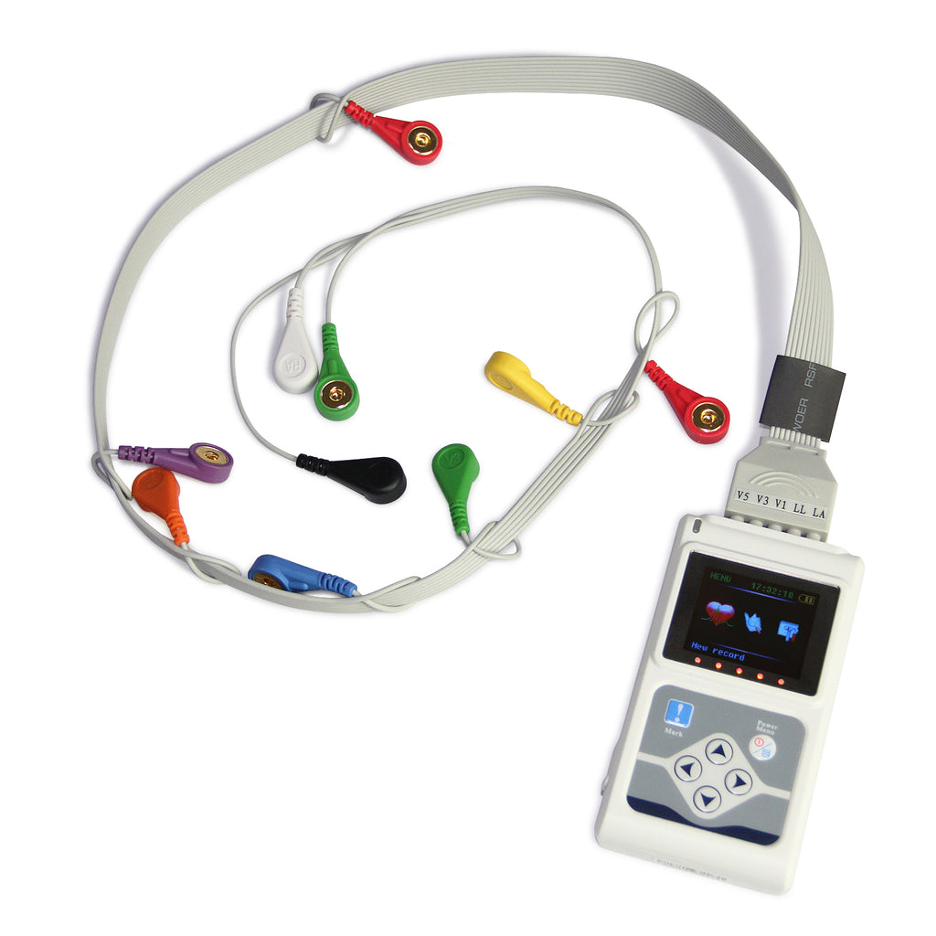 ECG Holter 12 Channel 12 Lead EKG System 24 Heures Multi Language Monitoring PC SW CE FDA