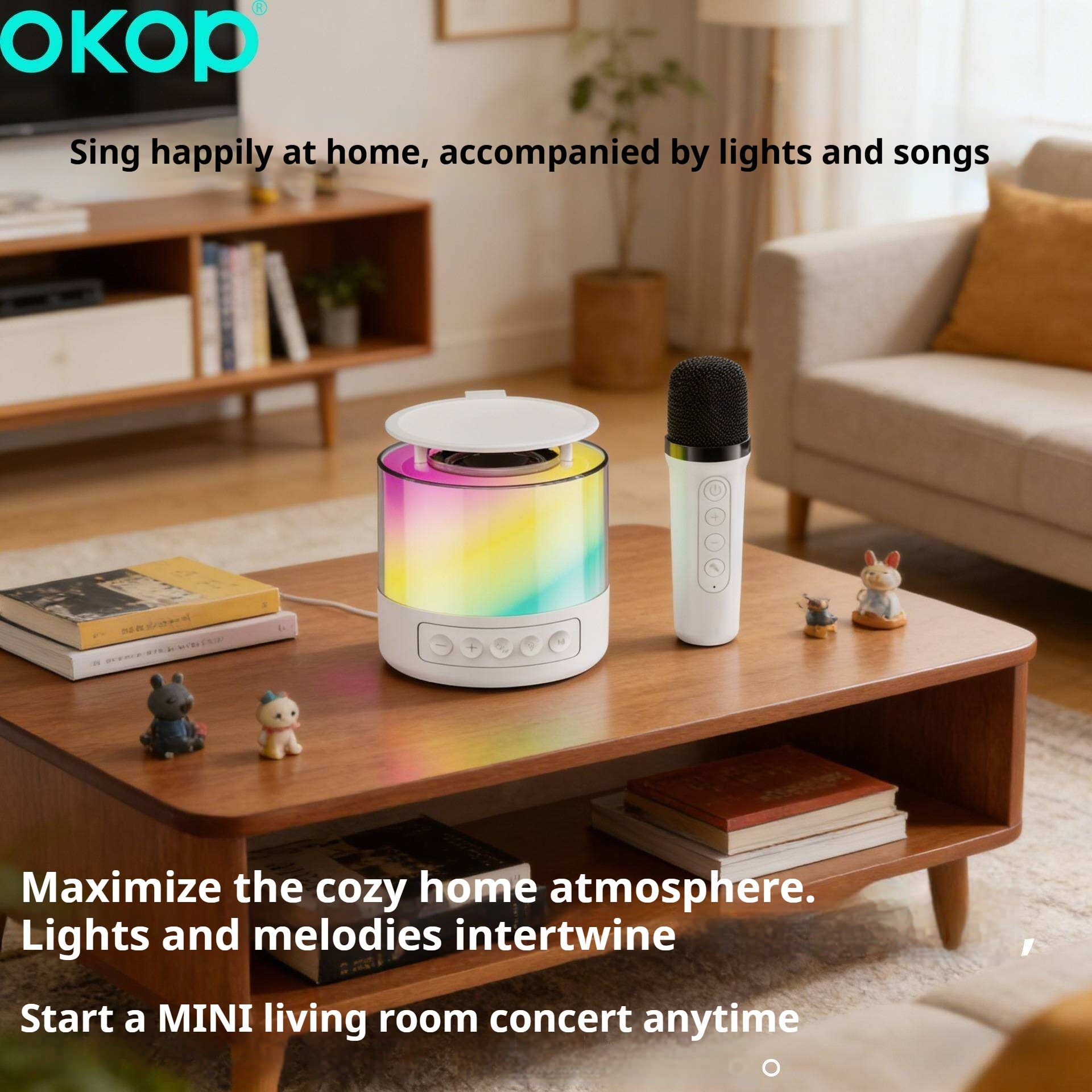 KP-K04 Microphone sans fil pour haut-parleur Bluetooth sans fil avec lumières