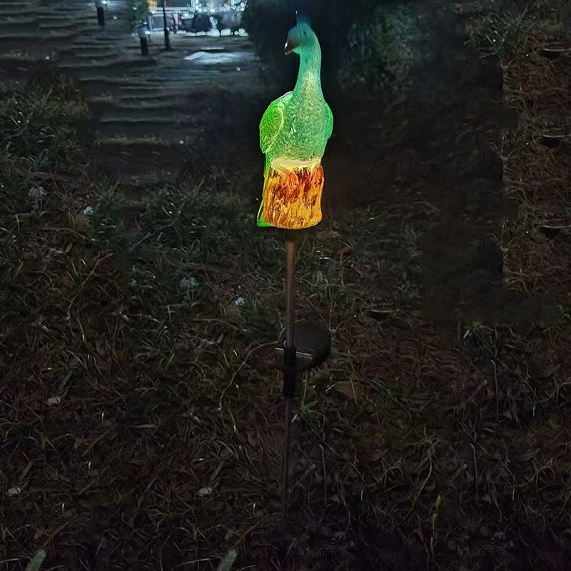 Lampe de paysage à paon solaire résine