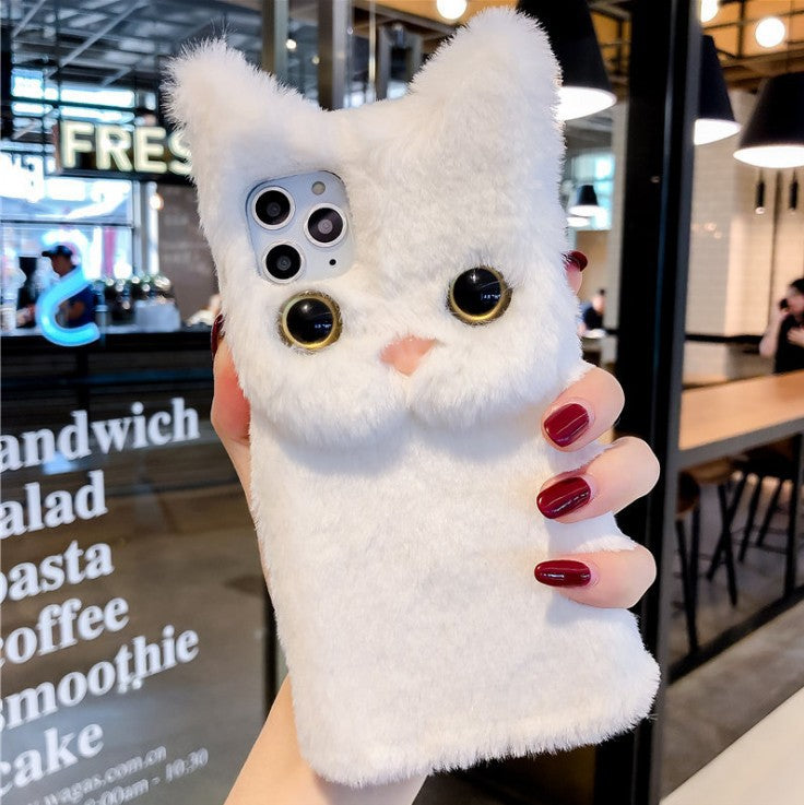 Automne et hiver en peluche mignon Cat cas téléphonique