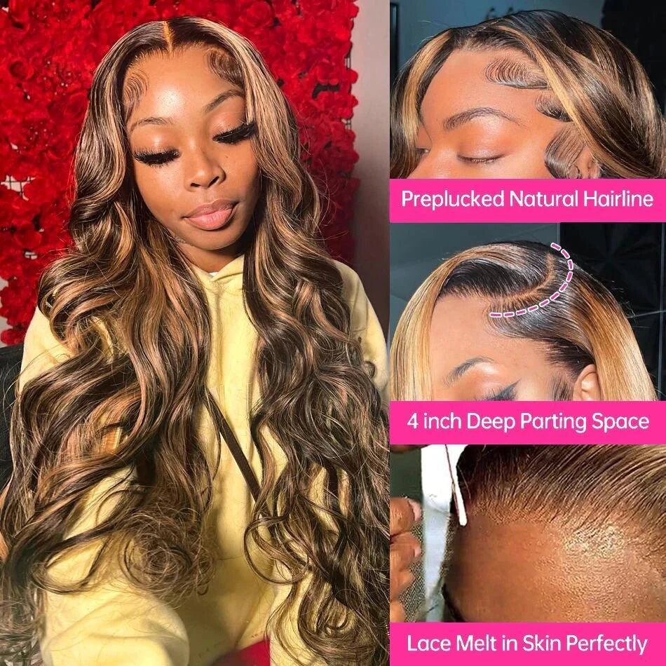 13x4 Lace Front Human Hair Wig P4 27 Body Wave Density