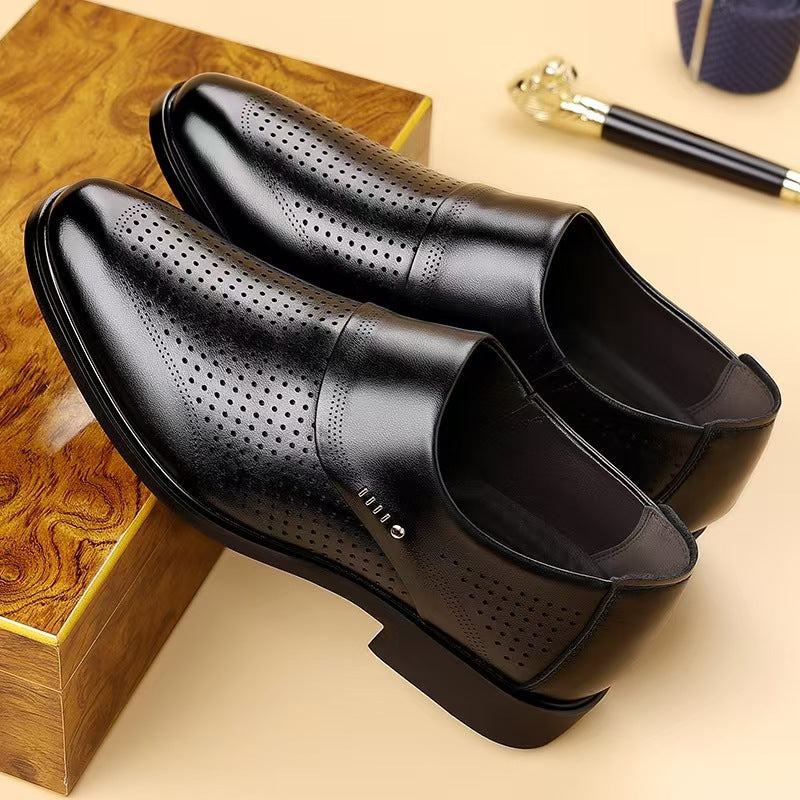 Chaussures Homme en Cuir Hollowed Business Casual Slip-On Respirant Souple Chaussures
