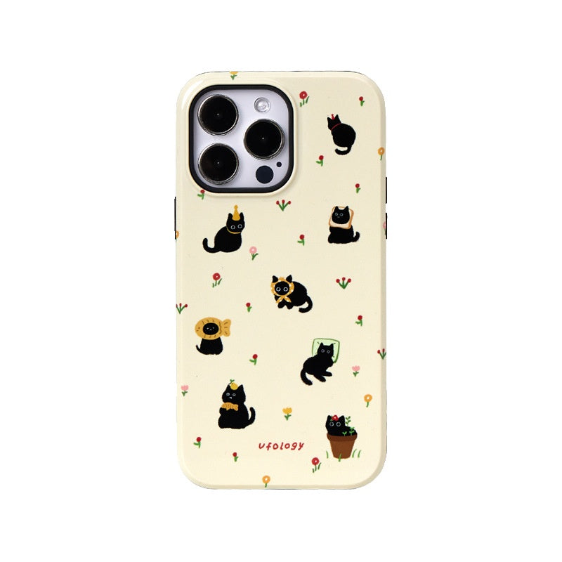 2-en-1 Coque de film Étui de téléphone avec motif chat