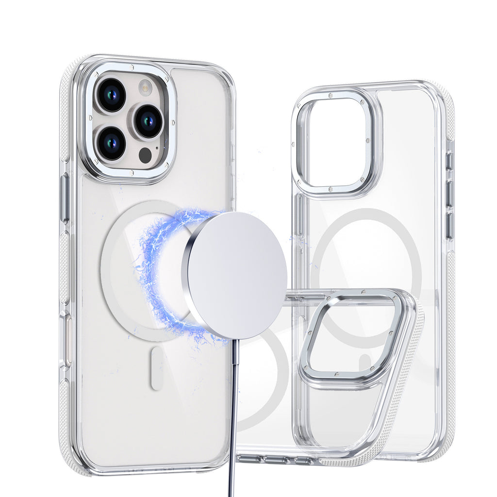 Cas de téléphone magnétique applicable transparent bicolore