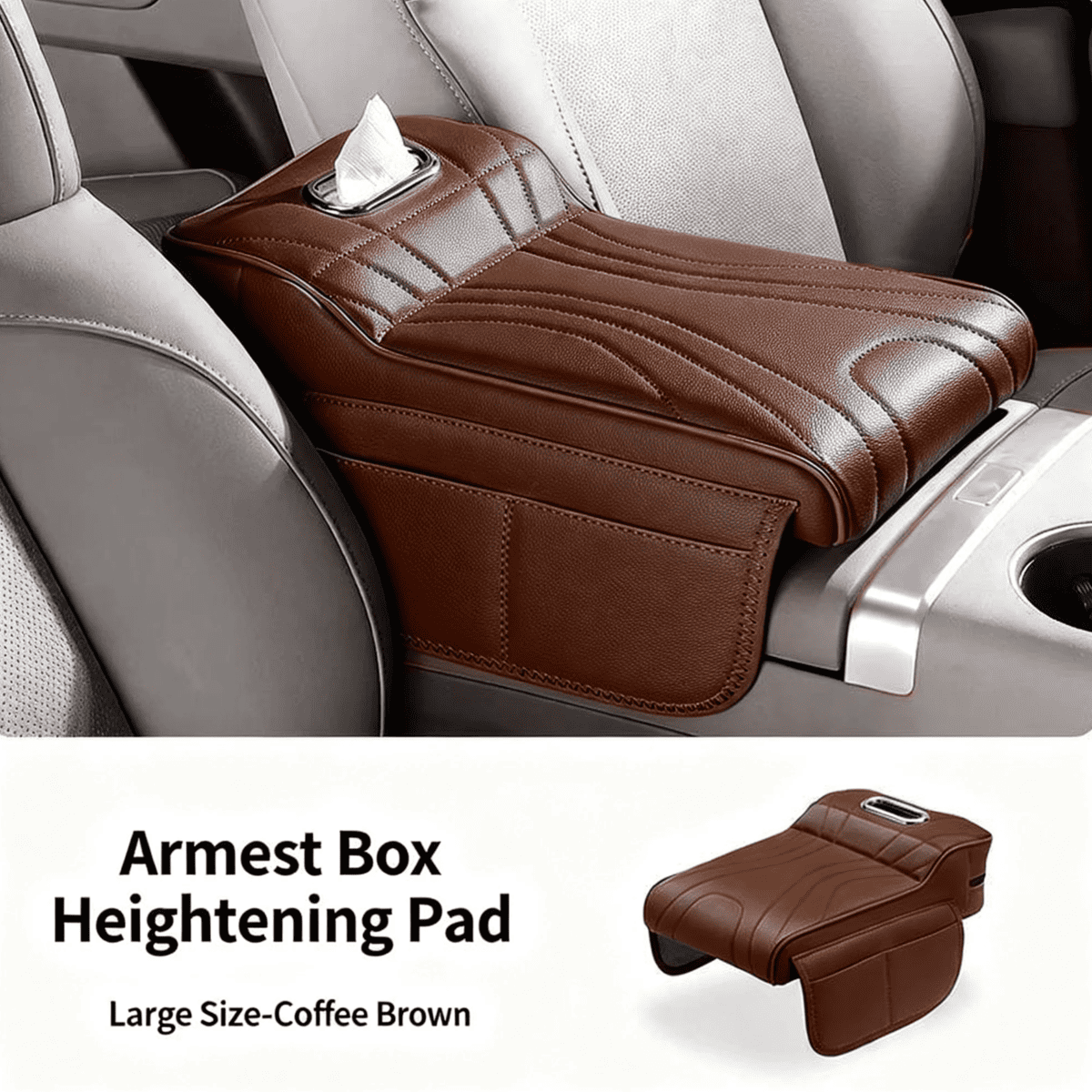 Couverture d'accoudoir de Console de centre de voiture avec boîte de tissu et supports de double tasse