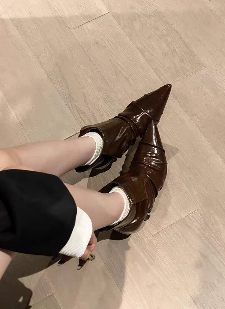 Automne Femmes Style français Toe pointu Stiletto Talon élevé Élégant Bottes de cheville sexy