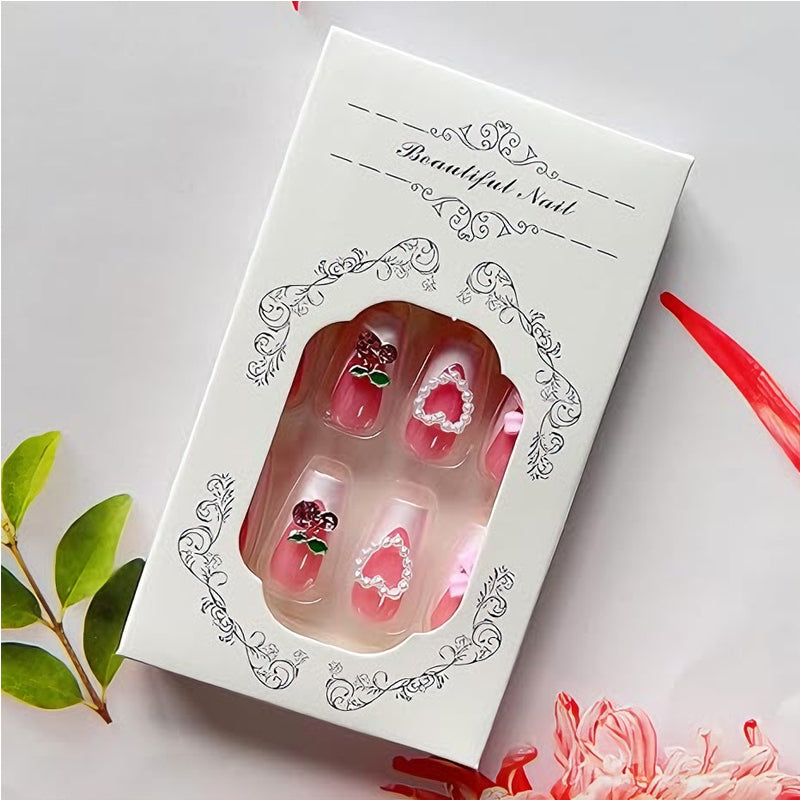 24 PCS Cerise Bow Nail Art