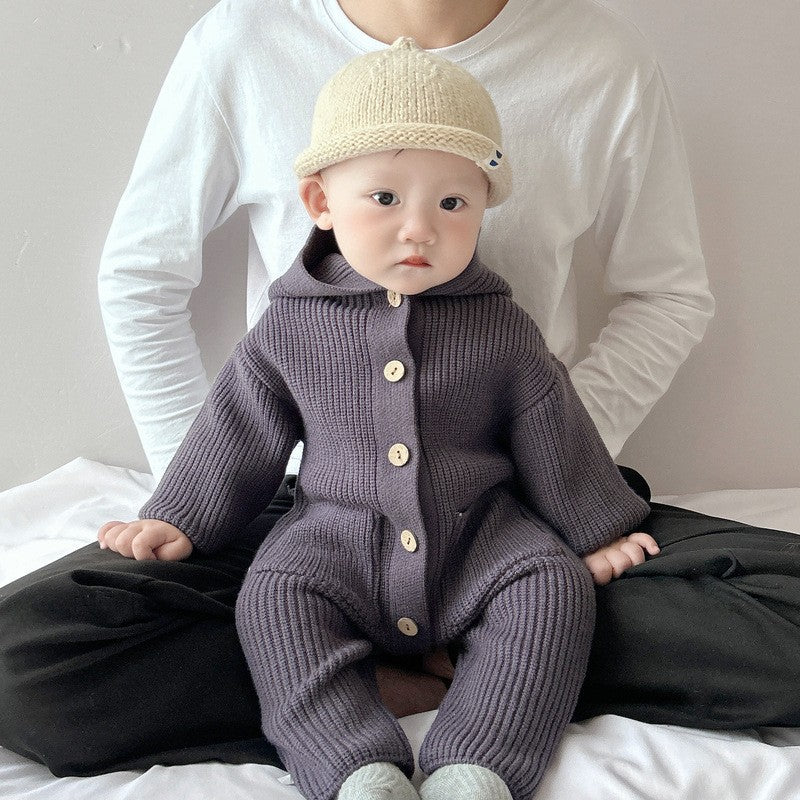 Bodysuit bébé Laine tricotée chaude Romper longue couture vêtements bébé