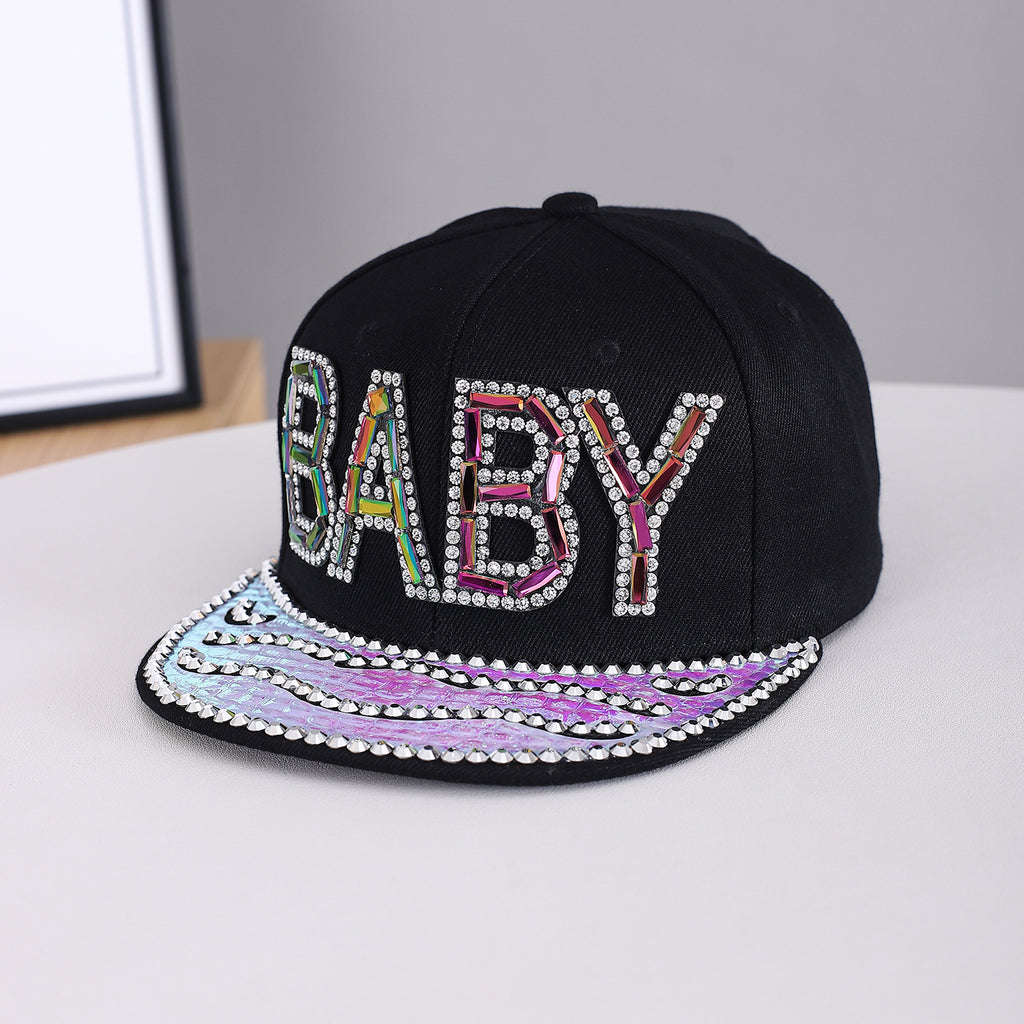 Men's and Women's Identique Colorful Diamond BABY Letter Stamping Diamond Brim Hat. Ce S