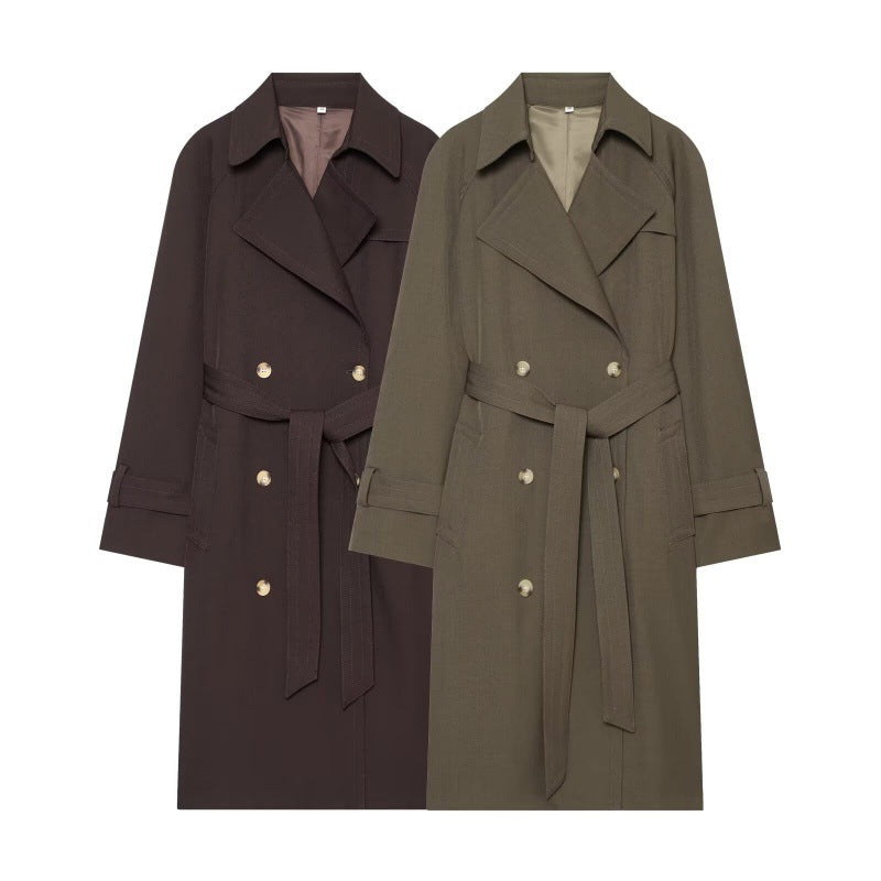 Manteau de tranchée longue pour femmes avec une ceinture