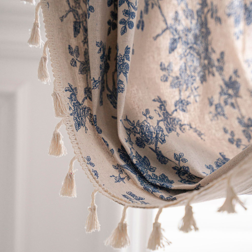 Coton et Linge d'imprimerie Rideau de cuisine Beige Tassel Petite fenêtre Half Shade Bay fenêtre