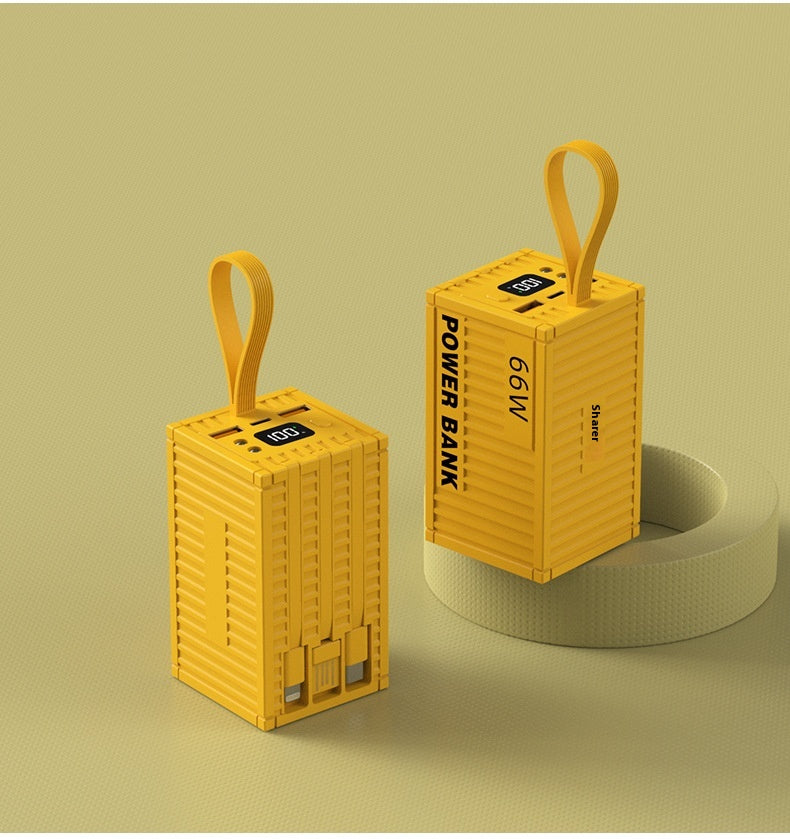 Conteneur de grande capacité créatif avec ligne 66W Super Fast Power Bank 20000 MA Mobile Powe