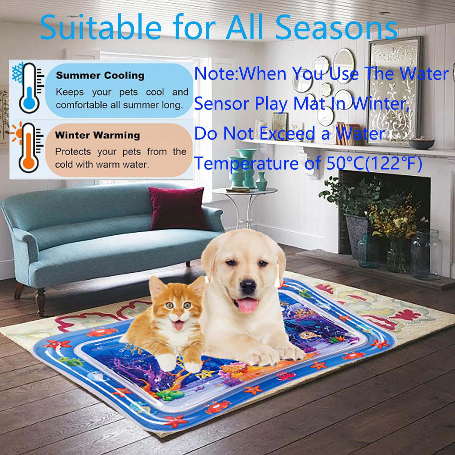 Tapis d'eau pour chats épais 2 pièces