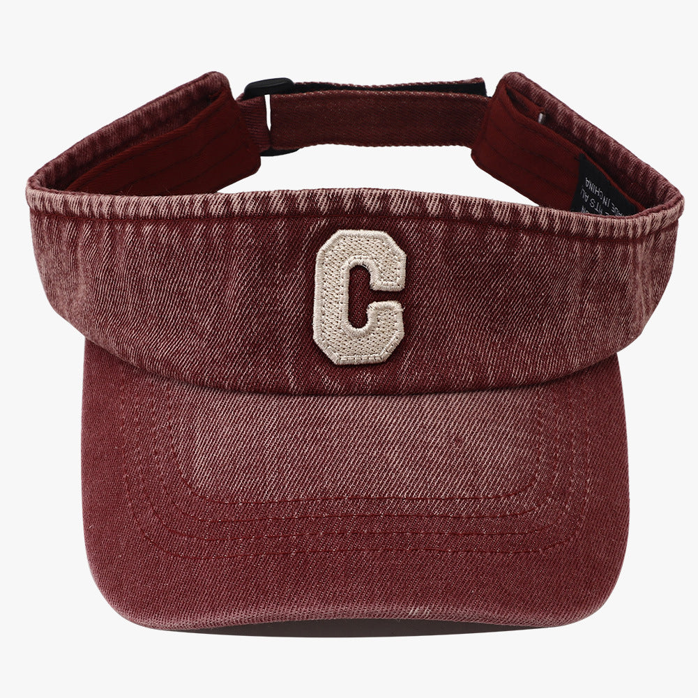 Broderie lavée simple Lettre tridimensionnelle C Chapeau rond pour usage extérieur