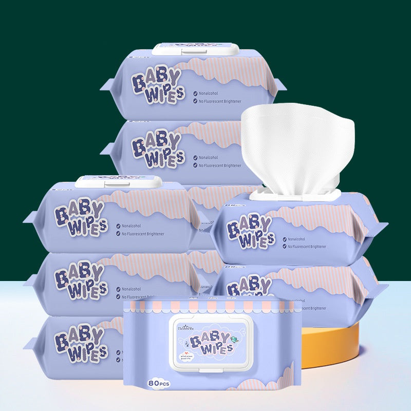 English Baby Wipes Big Bag 80 Essuie-gumettes Tissu humide nouveau-né
