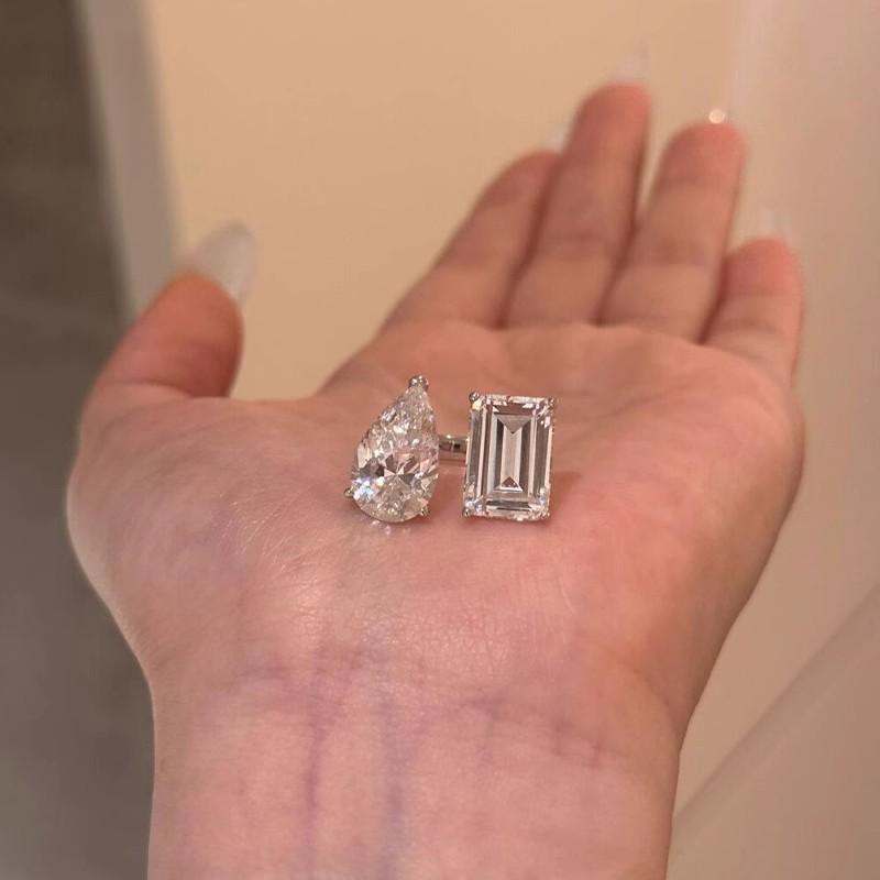 Luxury abordable Teardrop Sugar Cube Boucle ouverte bague diamant
