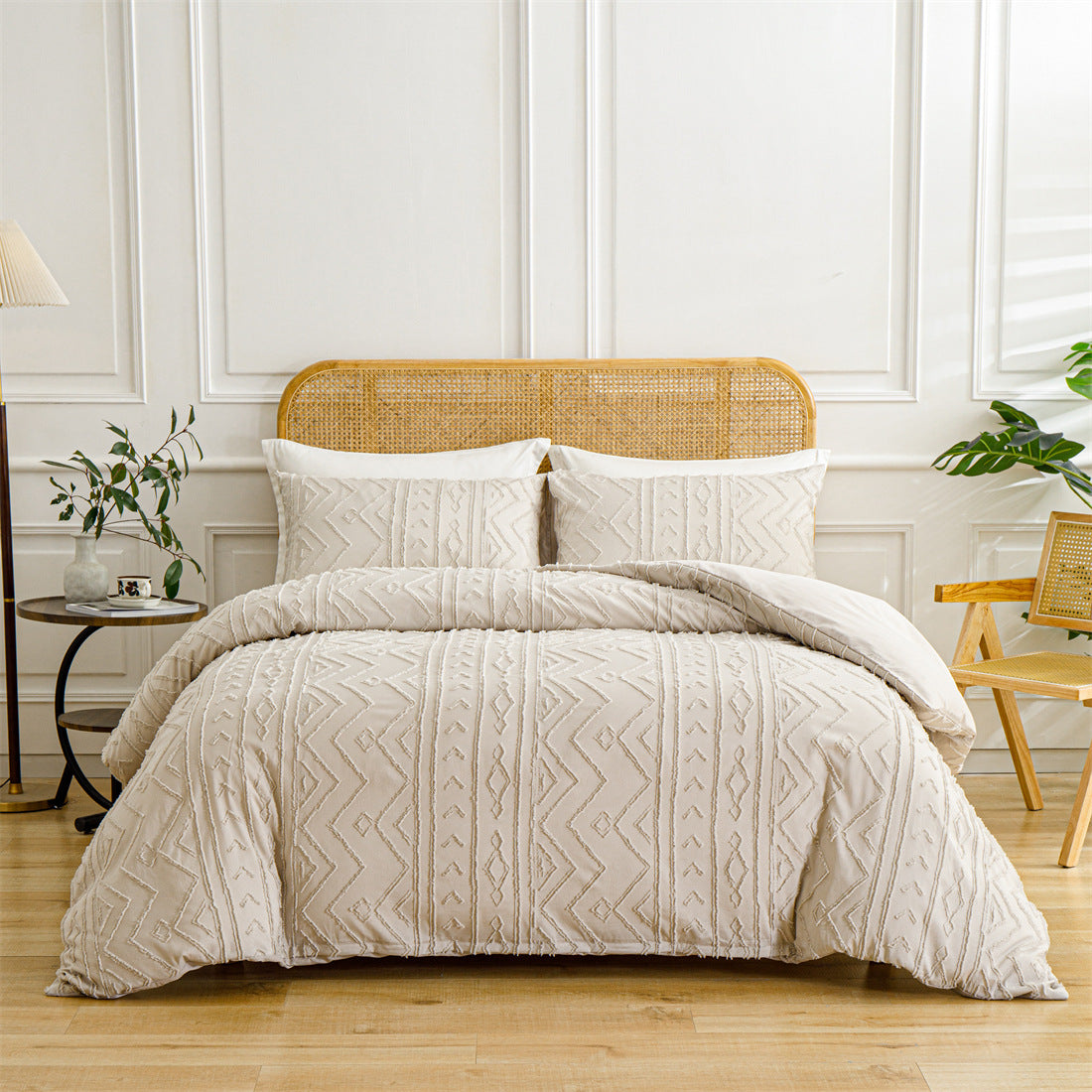Fournitures européennes et américaines Cut Flower Tufted Plain Quilt Set