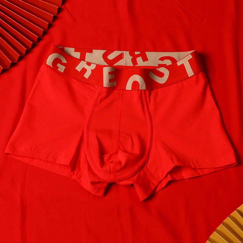 Sous-vêtements en coton purifiés pour hommes Festive Bright Red Mid-rise Boxers