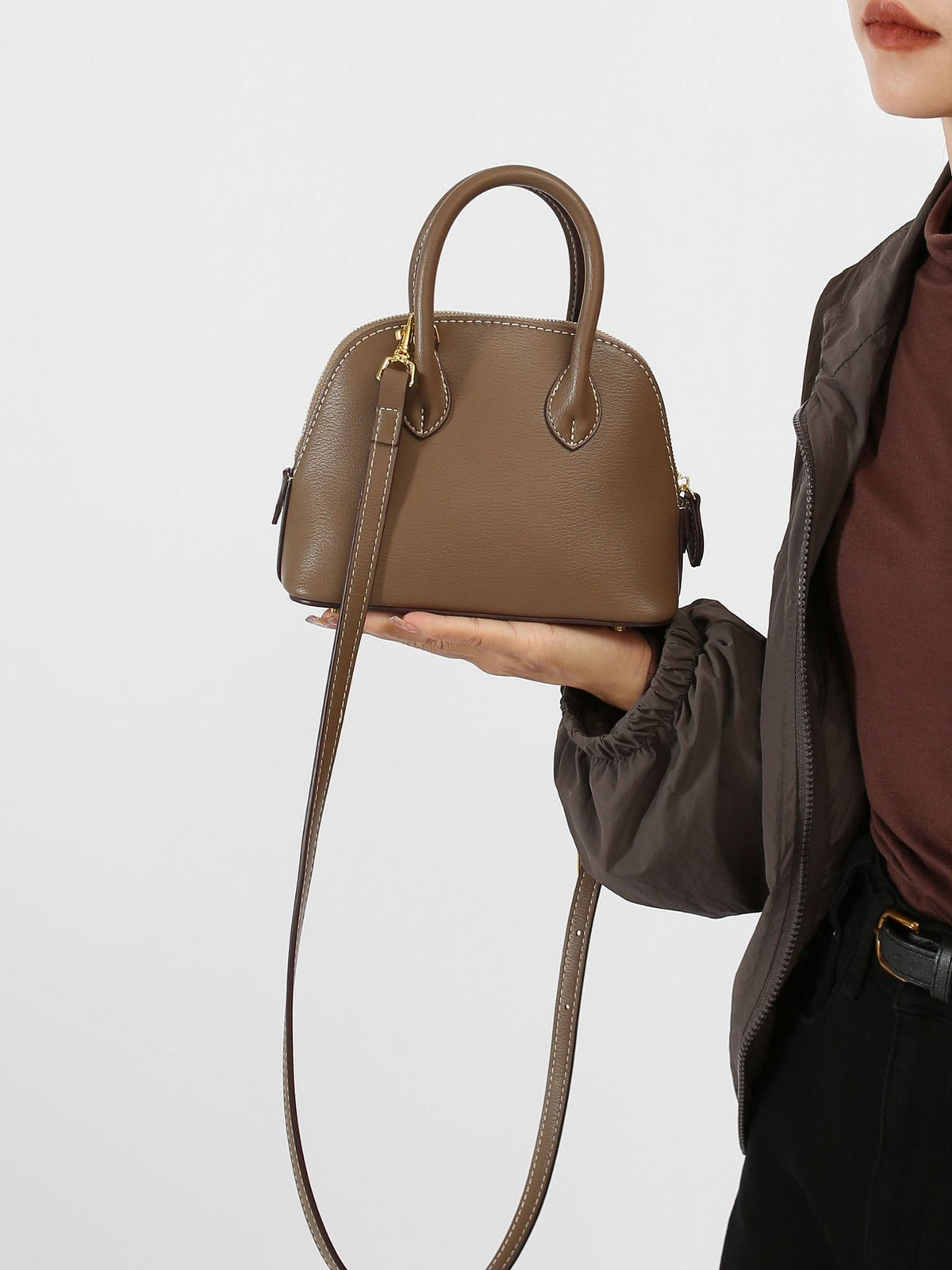 Sac Shell Sac Bolide Sac de Bowling Sac à épaule Sac à main Boston Sac pour femmes - Brown