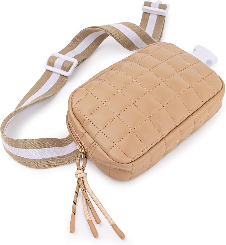 Viva Terry Women's Quilted Waist Pack Small Puffy Sports Bag Bracelet réglable idéal pour Ru