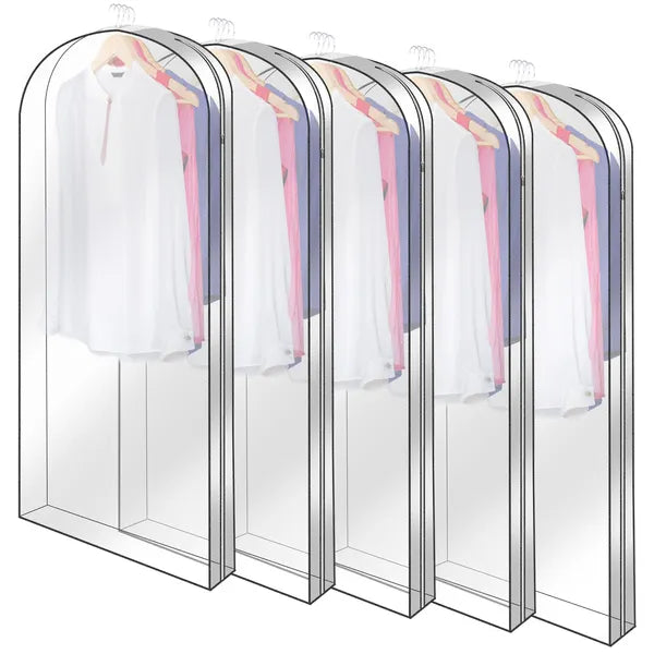 5 Pack Hanging Garment Bag Waterproof Dustproof Hanging Clothes Storage Bag Cl