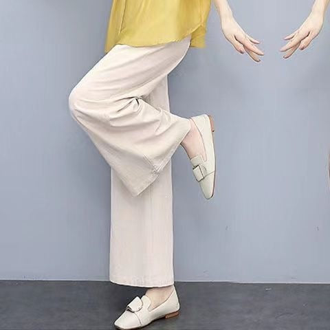 Pantalon à large jambe Casual Chic Plus de taille Linge de maison avec un drap d'écoulement