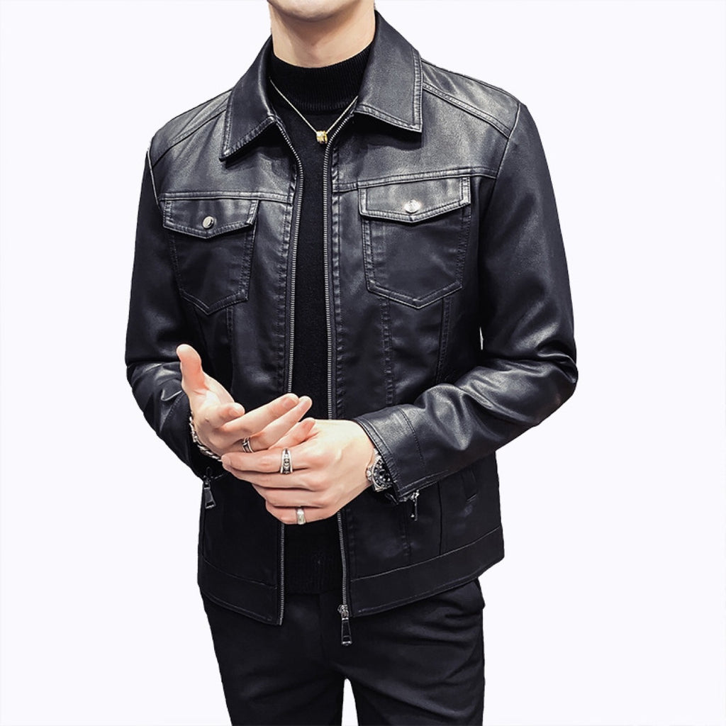 Automne Hiver Hommes Quilted Vêtements en cuir occasionnels