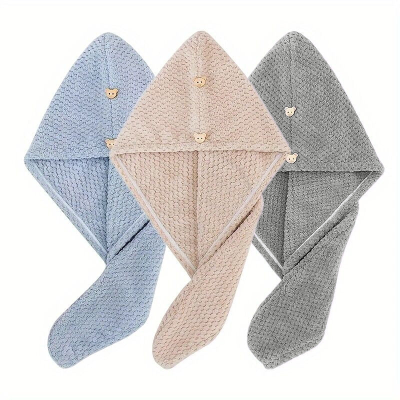 Femmes Coral Fleece Coiffure de séchage Cap Hautement Absorbant Séchage rapide Ananas Serviette de Weave Fo