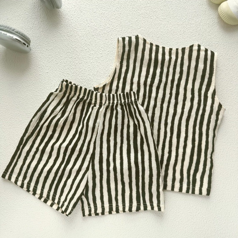 Ensemble de deux pièces en coton mince pour enfants de style coréen
