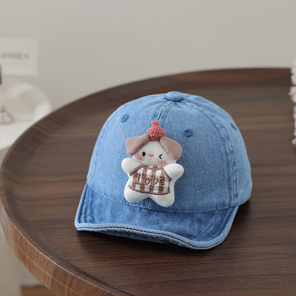 Jouet en peluche cartoon garçon et fille d'été avec haut doux et mignon style casquette de baseball