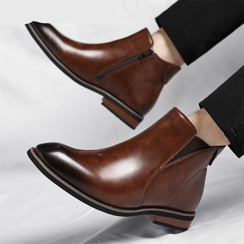 Bottes en cuir court Retro haut de gamme pour hommes
