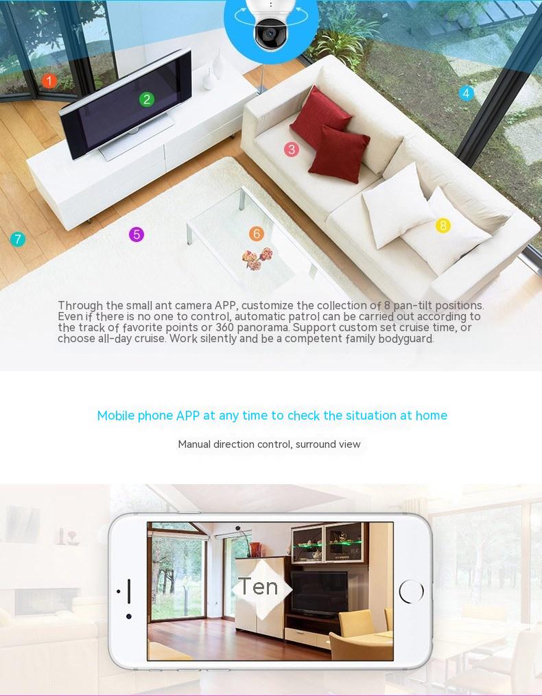 HD Night Vision Maison Surveillance à 360 degrés Caméra WiFi sans fil