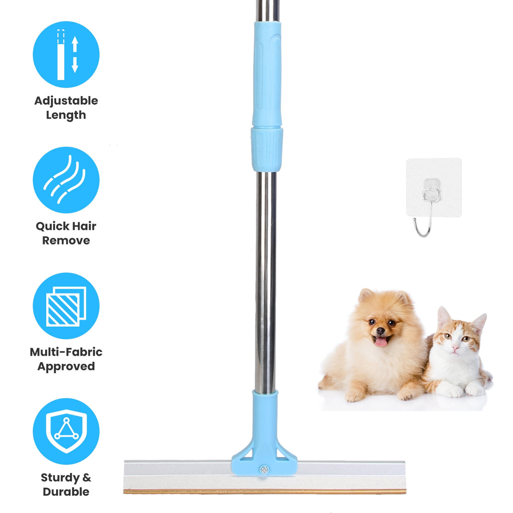 Râteau 1Pc pour l'enlèvement des cheveux chez les animaux de compagnie avec 54.33po Rod télescopique réglable