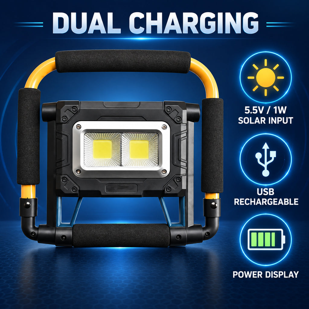 Éclairage de la batterie magnétique rechargeable solaire W874 2 COB 3600mAh 30W