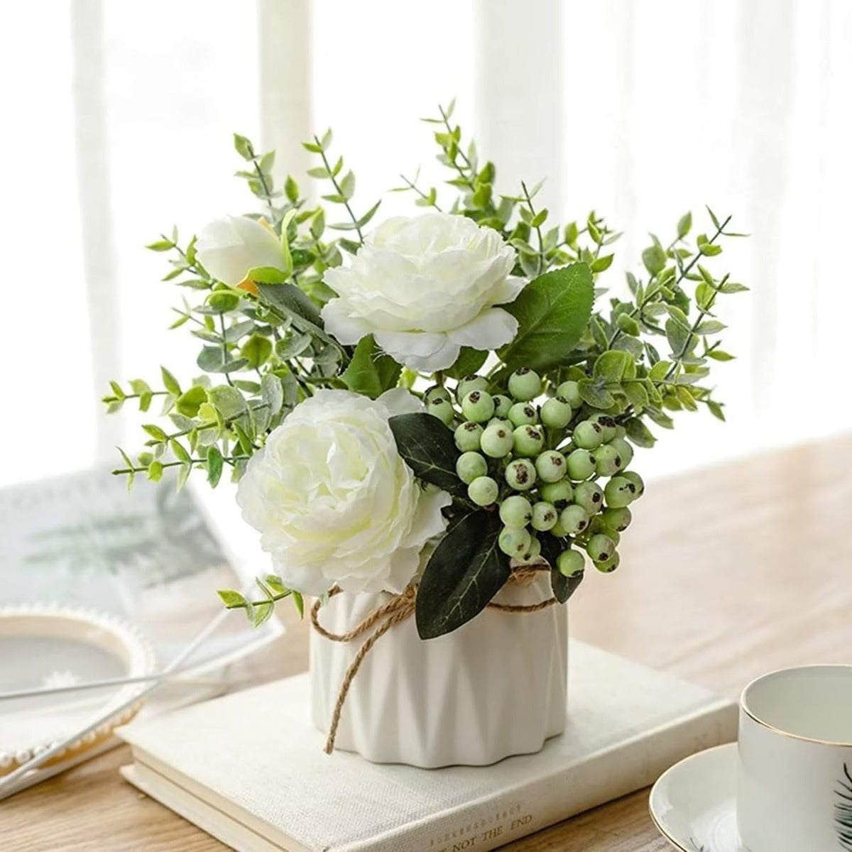 Props, Vase de bureau pour la maison, Bureau, Décoration, Blanc