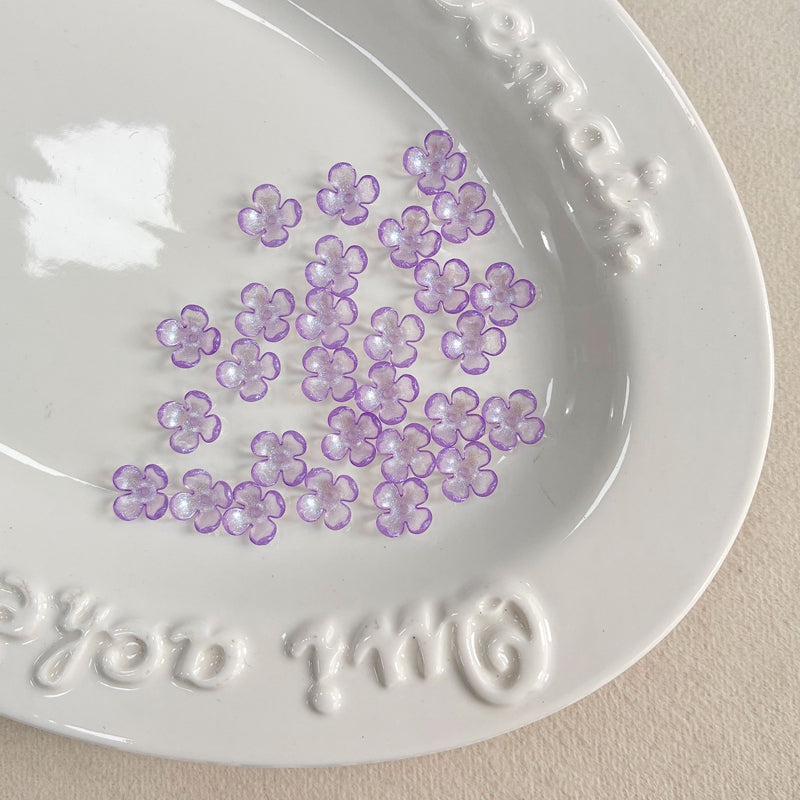 Perles de fleurs acryliques 4-Petal avec fines paillettes