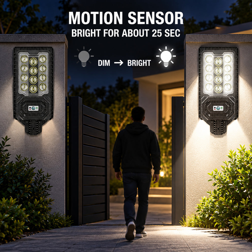 Solar Powered Motion Sensor Outdoor Light W7114 1 Noir pour Garden Yard Street Wall LED