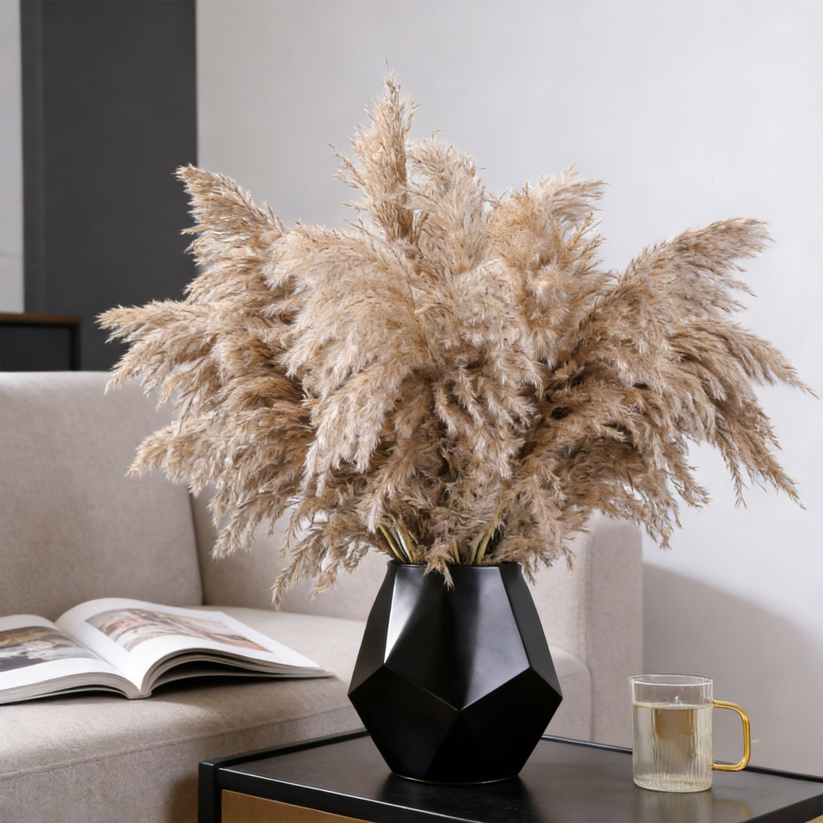 Plantes artificielles - Ensemble de 20 pièces de décor d'herbe de Pampas séchés en couleur naturelle - Boho Flowe