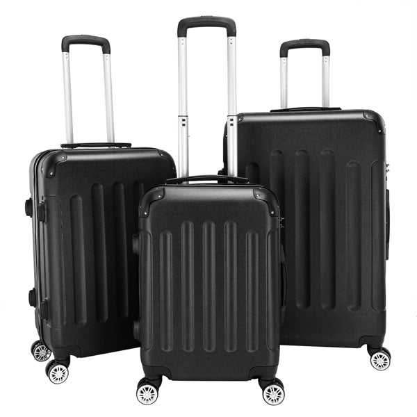 3-en-1 ABS Trolley Case 20 pouces-24 pouces-28 pouces noir