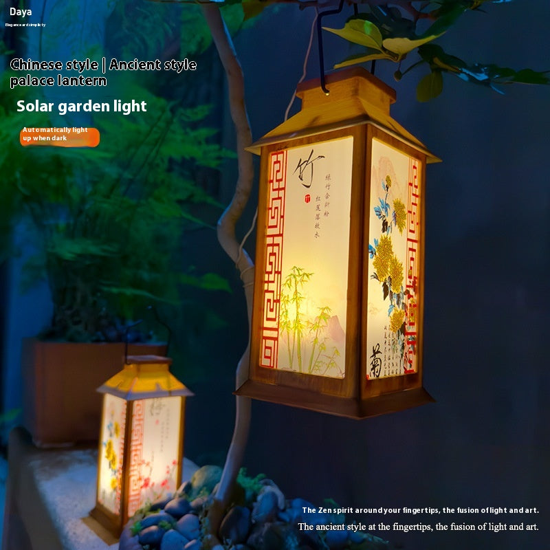 Décoration de jardin solaire Bamboo Woven bougie lumières
