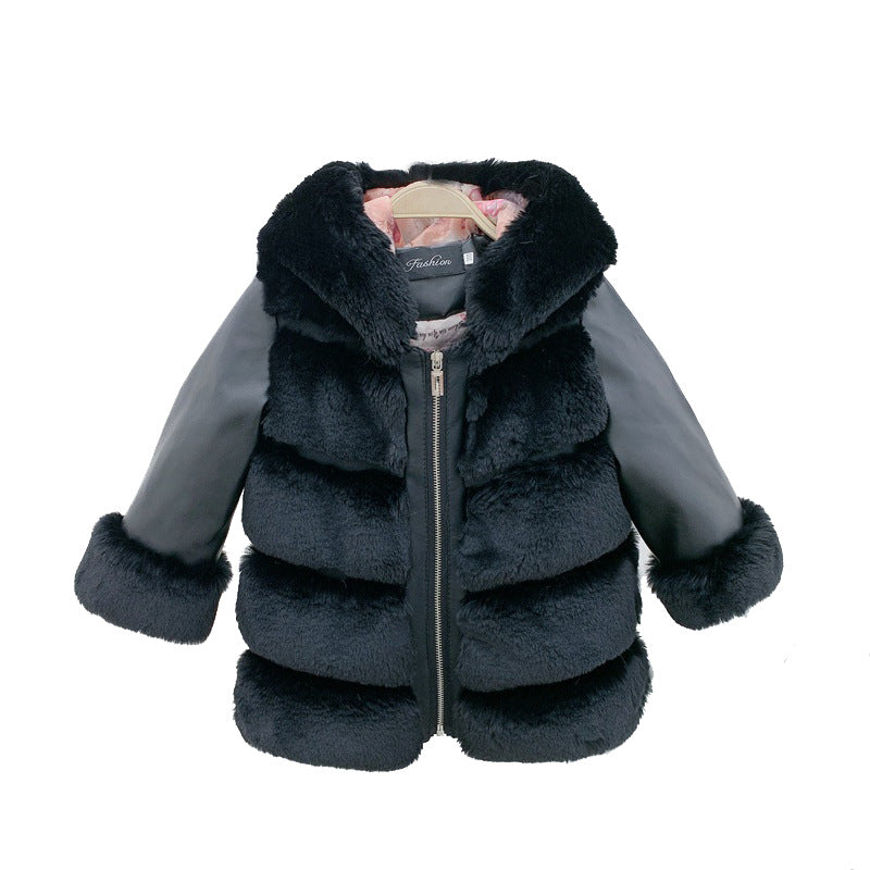 Manteau de coton pour enfants Rex Rabbit Manteau de fourrure à capuche