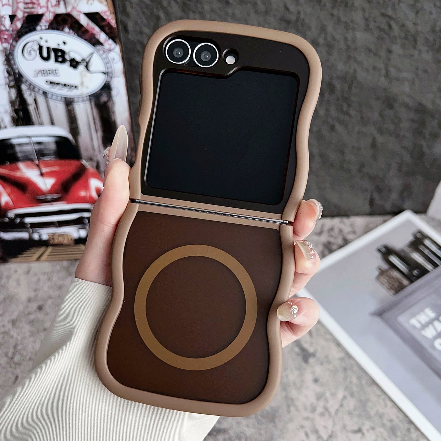 Boîtier de téléphone magnétique Écran pliable Couleur transparente Couverture de protection tout compris