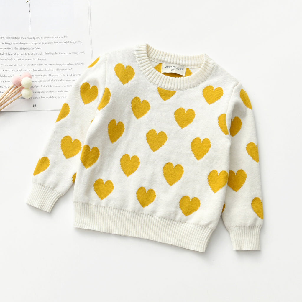 Coeur Col rond Manches longues Chandails pour enfants