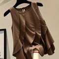 Blouse sans manches volante pour femmes