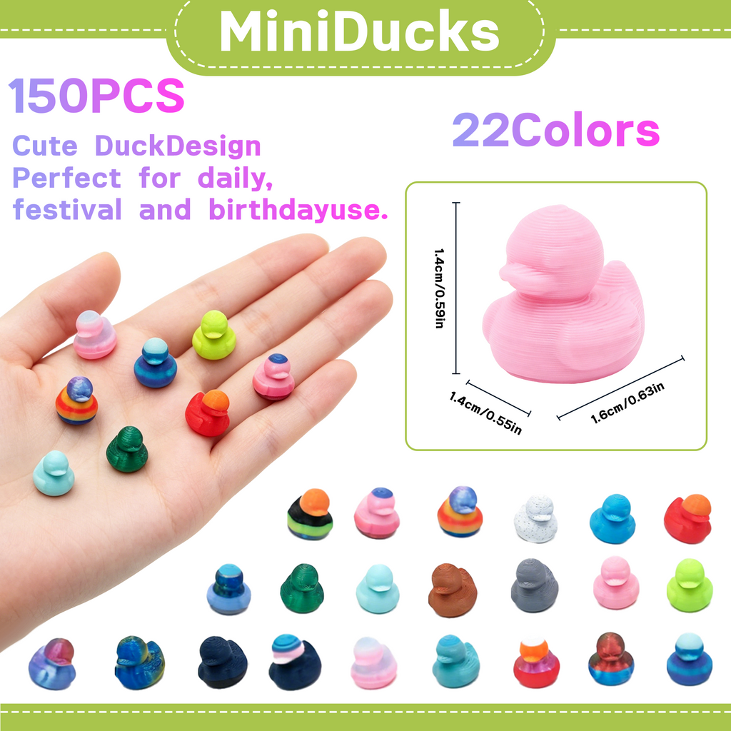 150PCS Mini Figurines de canard imprimées 3D
