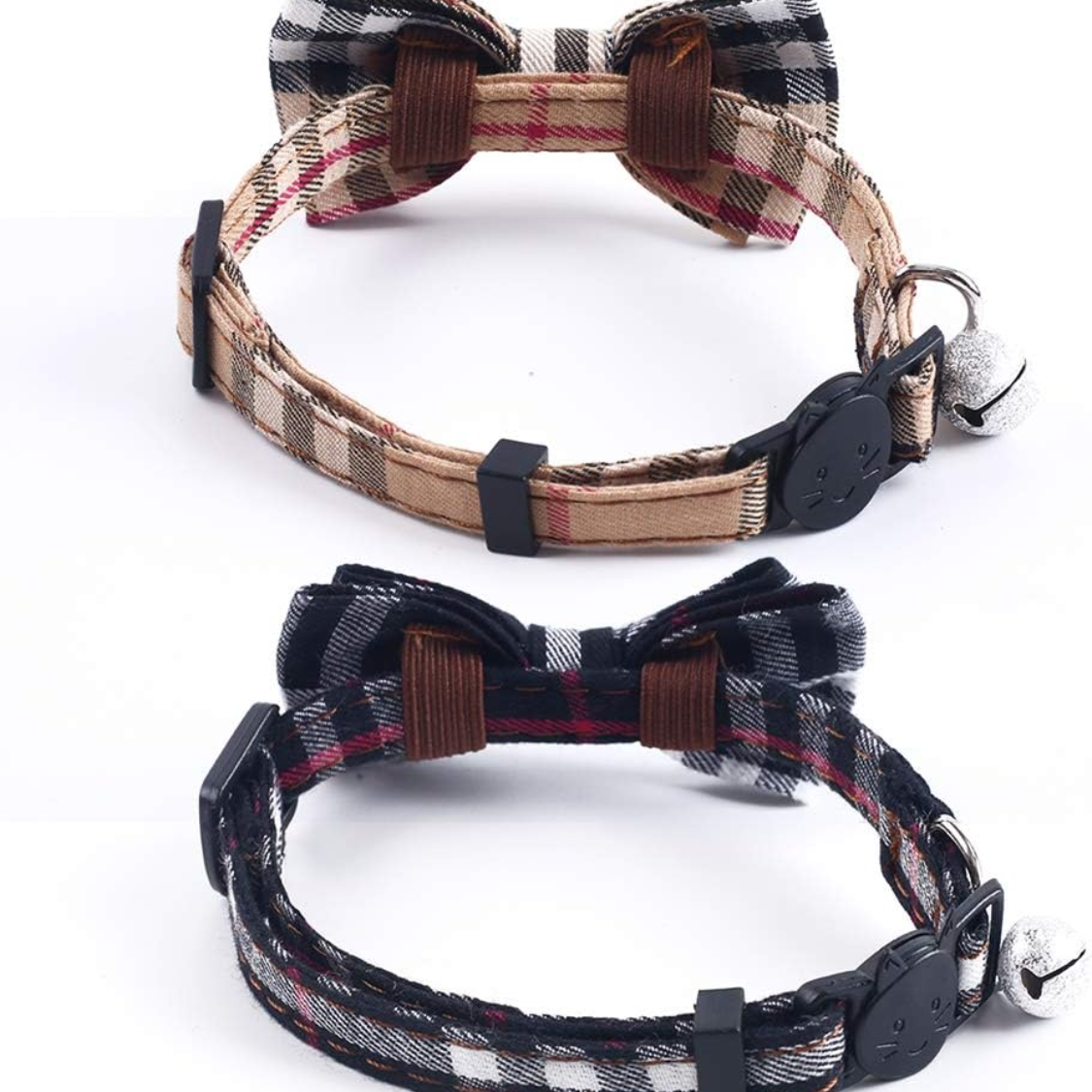 Colliers de chat Breakaway avec mignon Bow Bell 2 Pack Collier de chaton Plaid Collier de chat avec Remova