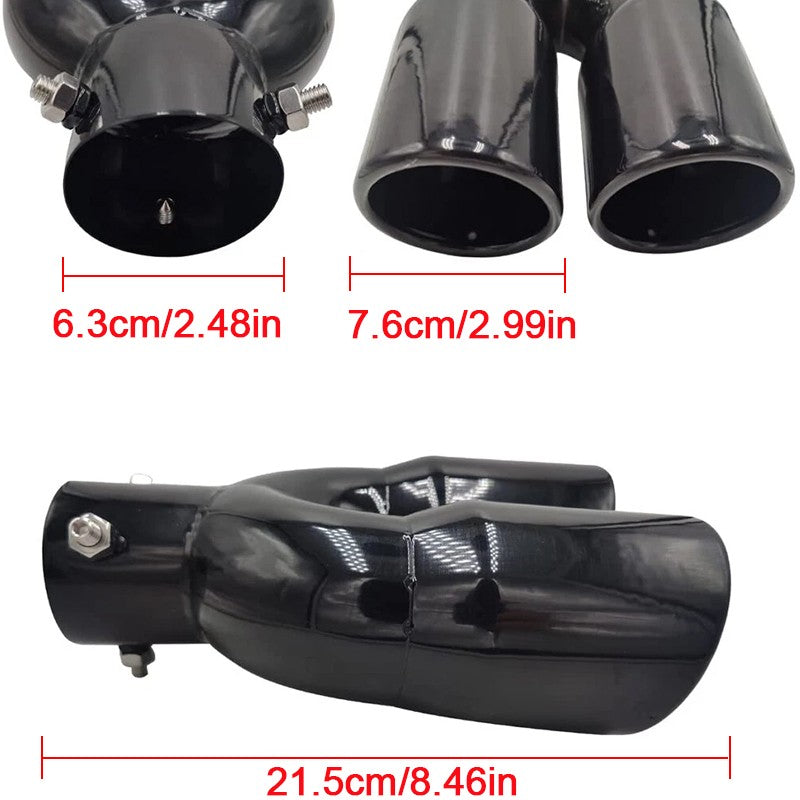 Universal Twin Dual Exhaust Trim Tip Double Silencieux Pipe Black Tail 63 Mm UK