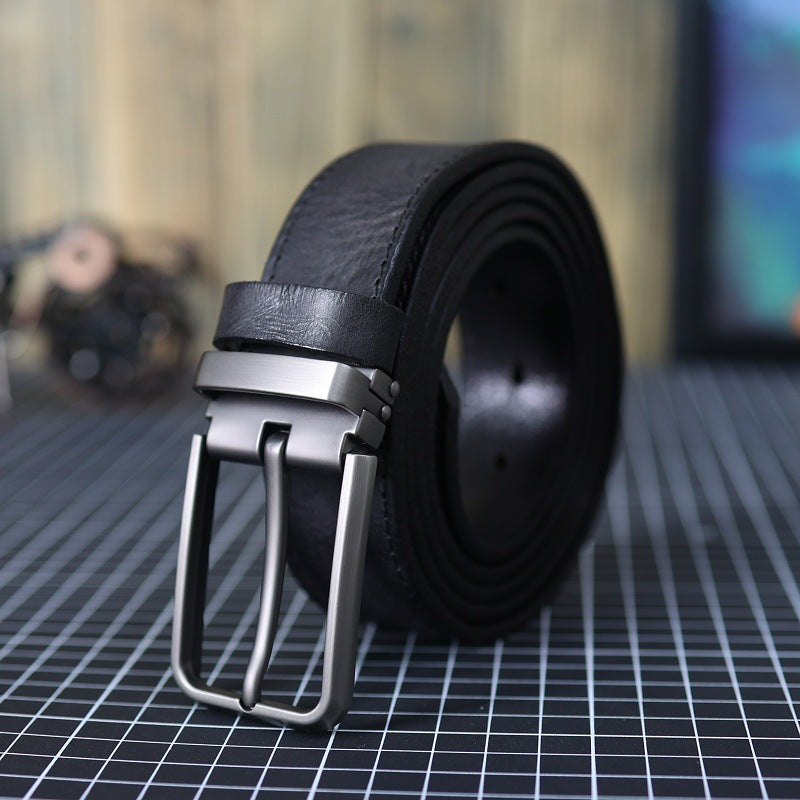 Ceinture vintage en cuir véritable pour homme avec boucle d'épingle